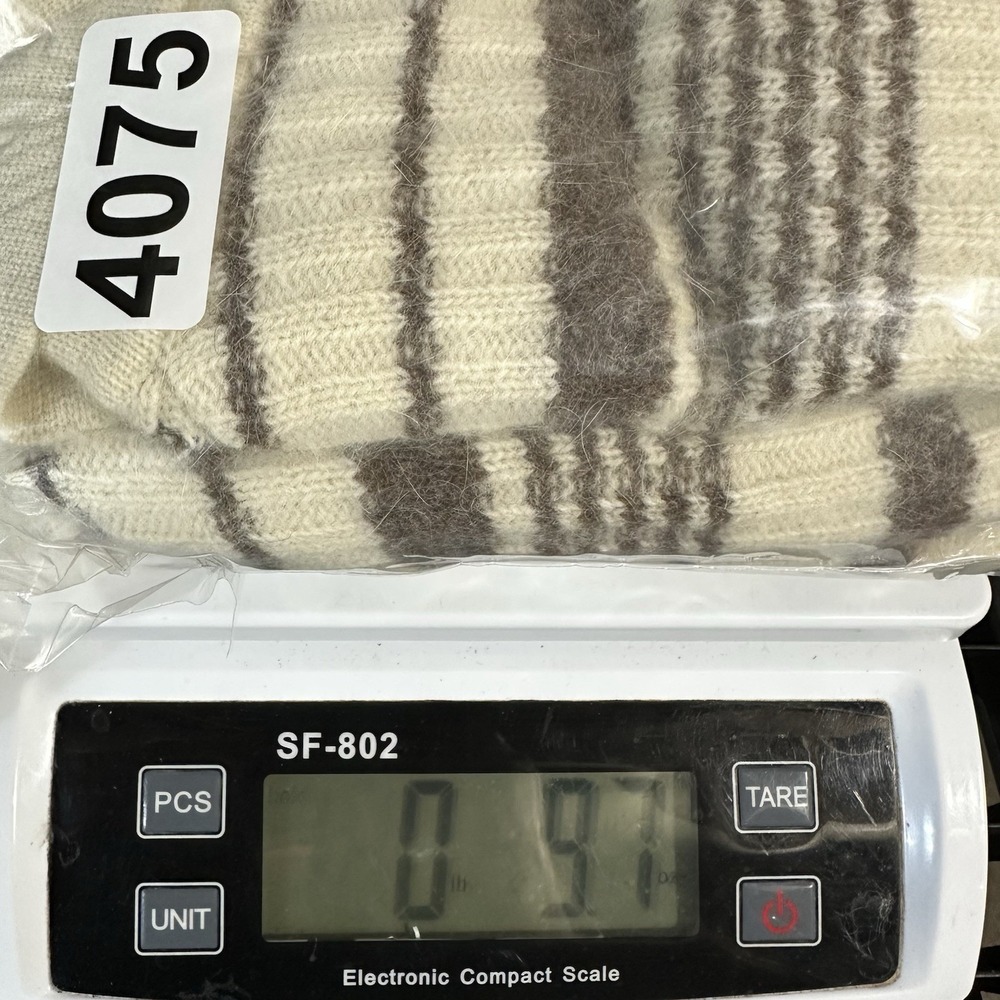 Jonathan Logan Wool Angora Sweater Cream 70s Collared Ivory Stripe‎ Ribbed Sz 13 - Picture 6 of 6